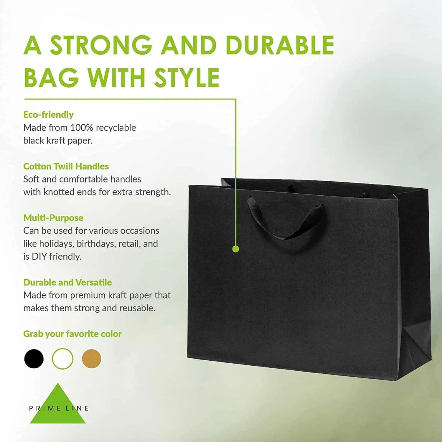 16x6x12 Large Black Paper Bags with Ribbon Handles