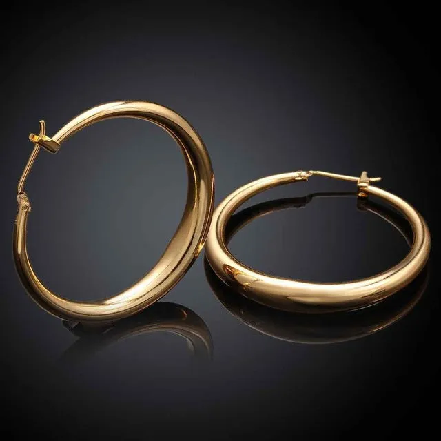 2017 new fashion Jewelry casual round hoop earrings   gold color   rose golden  Zircon earing brincosSKGE031