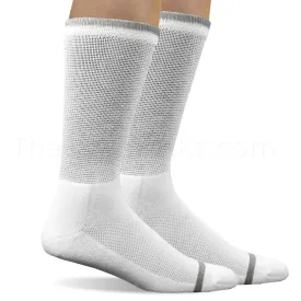 4 Pair Non-Binding White Bamboo Diabetic Crew Socks