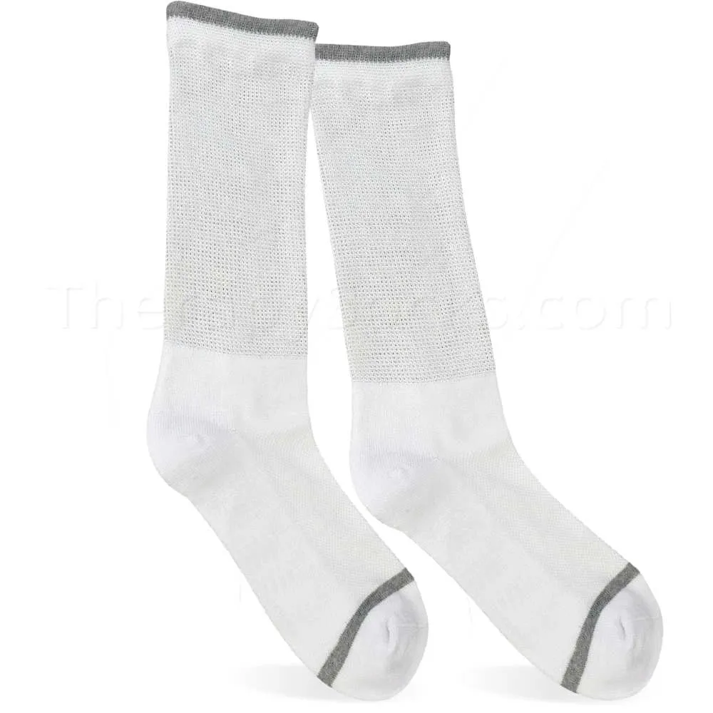 4 Pair Non-Binding White Bamboo Diabetic Crew Socks