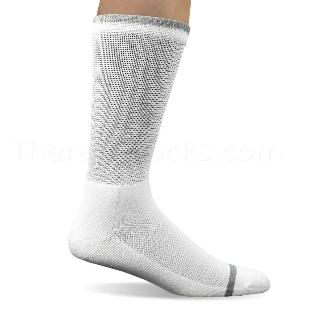 4 Pair Non-Binding White Bamboo Diabetic Crew Socks