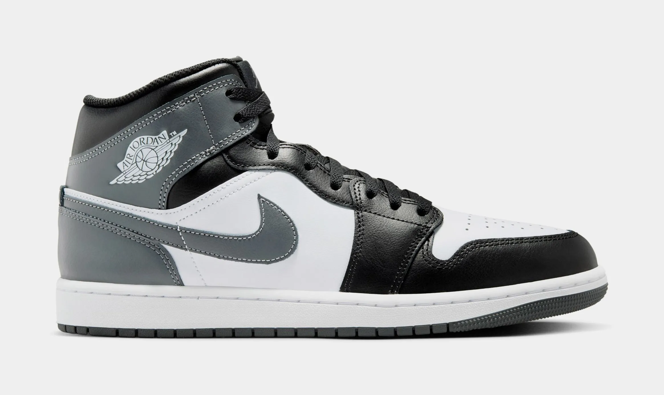 Air Jordan 1 Retro Mid Iron Grey Mens Lifestyle Shoes (Black/Iron Grey/White)