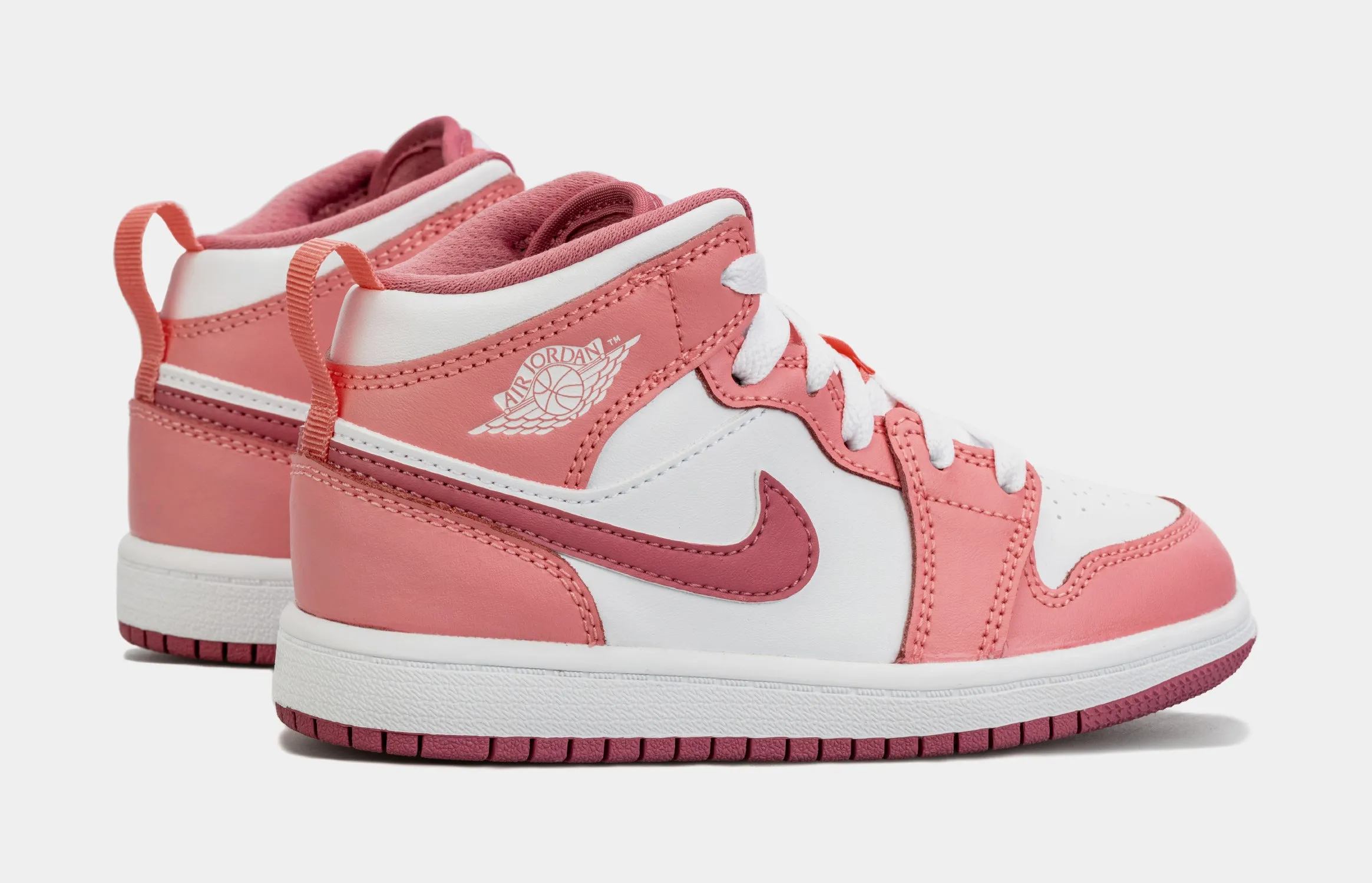 Air Jordan 1 Retro Mid Valentine's Day Preschool Lifestyle Shoes (White/Pink)