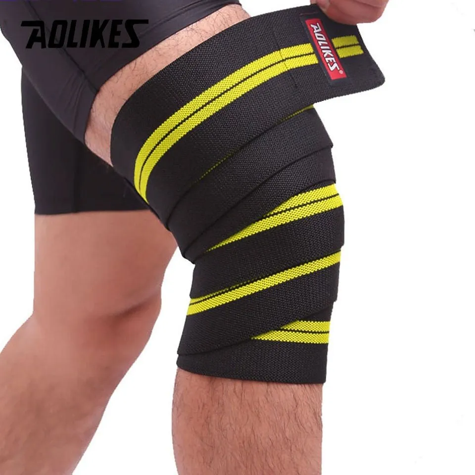 AOLIKES 1 Pair Knee Wraps Fitness Weight Lifting Sports Knee Bandages Squats Training Equipment Accessories for Gym