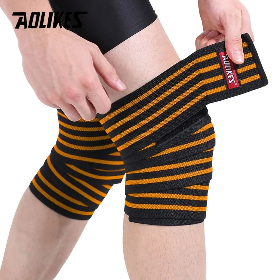 AOLIKES 1 Pair Knee Wraps Fitness Weight Lifting Sports Knee Bandages Squats Training Equipment Accessories for Gym