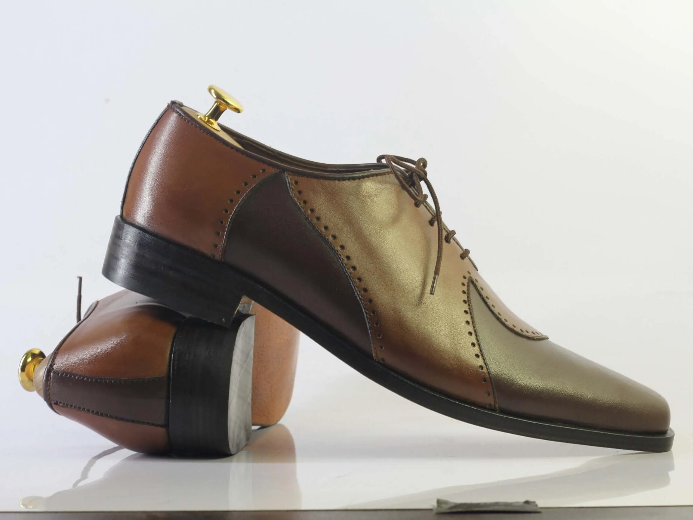 Bespoke Black & Brown Lace Up Shoe For Men