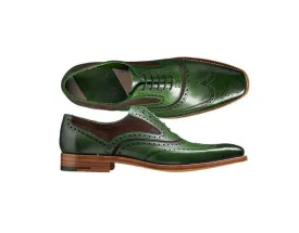 Bespoke Green & Brown Leather Suede Wing Tip Lace Up Shoe for Men's