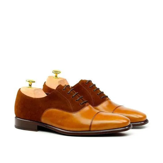 Bespoke Tan Leather & Suede Lace Up Shoes for Men's