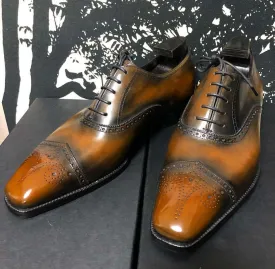 Bespoke Two Tone Leather Lace Up Shoes