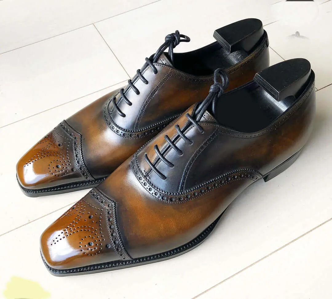 Bespoke Two Tone Leather Lace Up Shoes