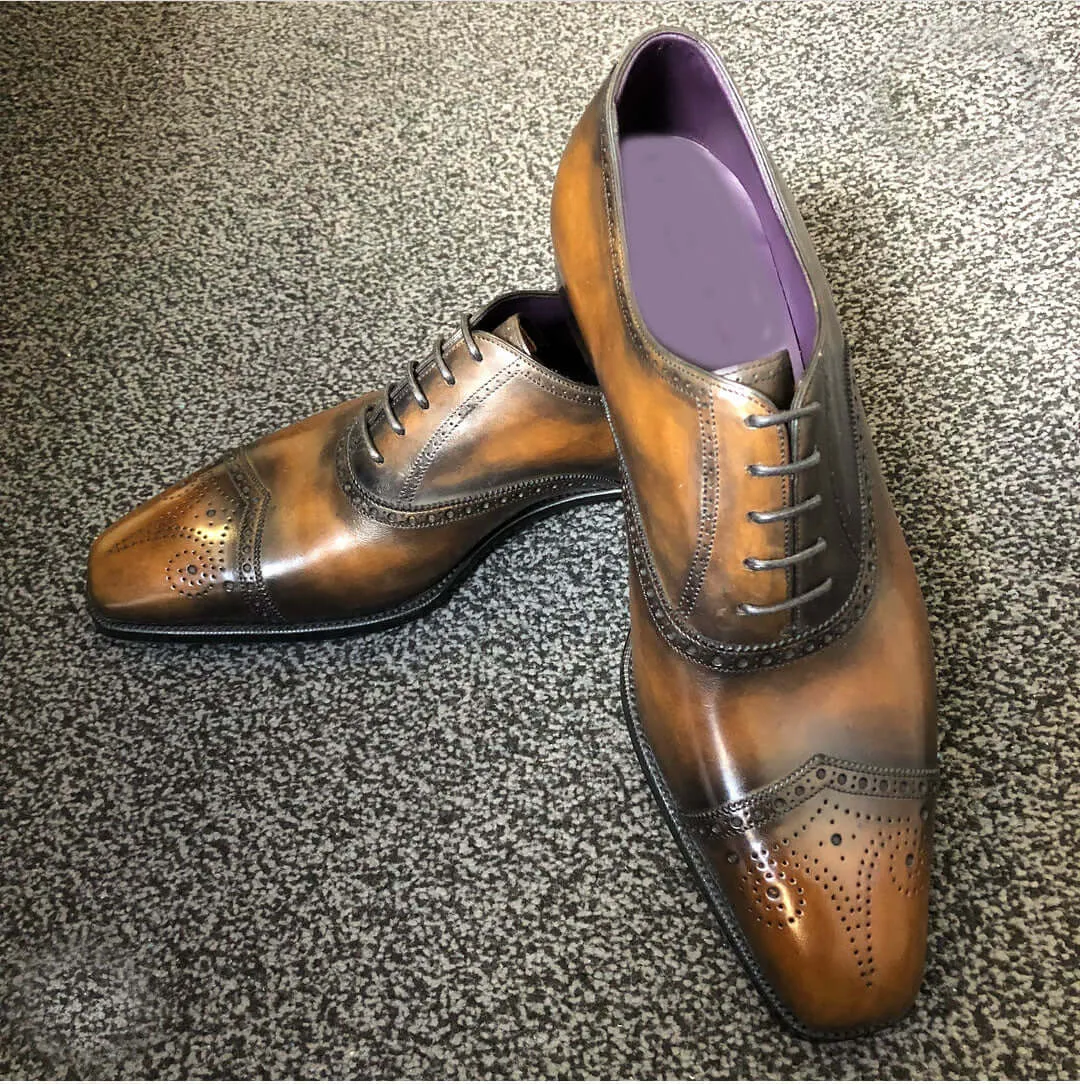 Bespoke Two Tone Leather Lace Up Shoes