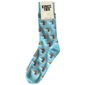 Blue Rainbow Cloud Mens Cotton Socks