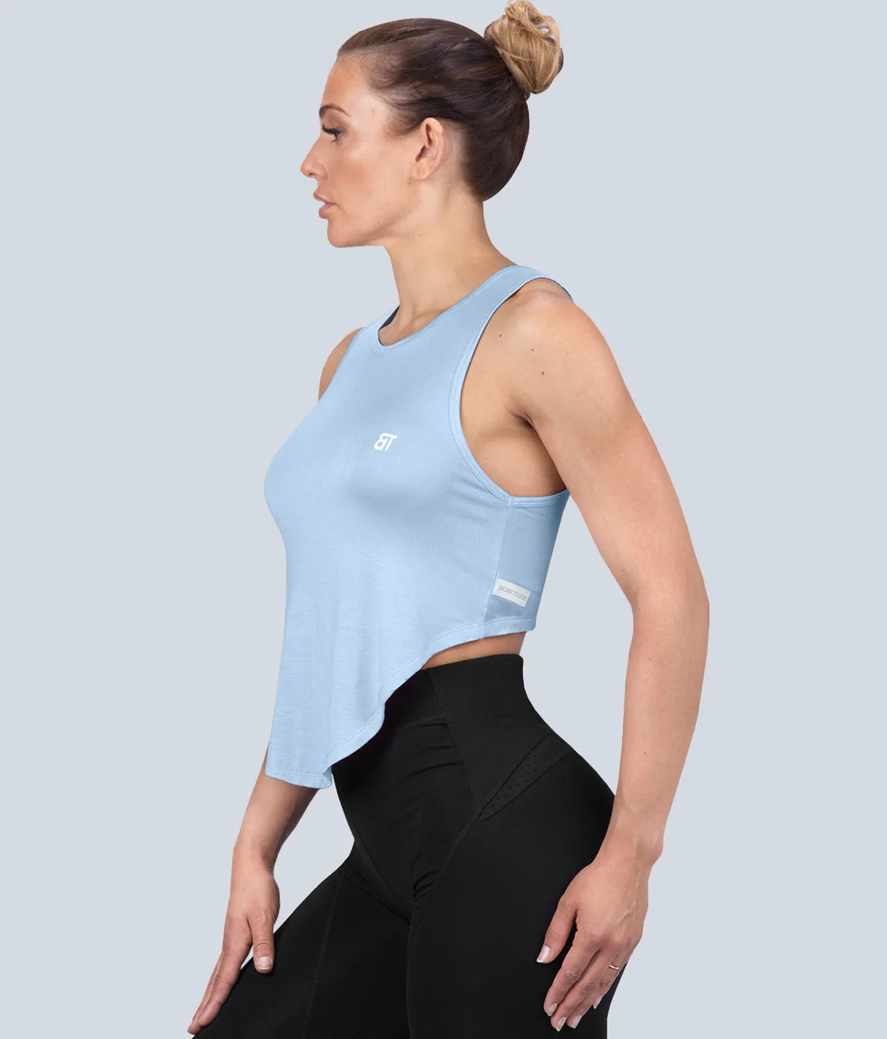 Born Tough High Altitude Blue Sheer Running Tank Top for Women