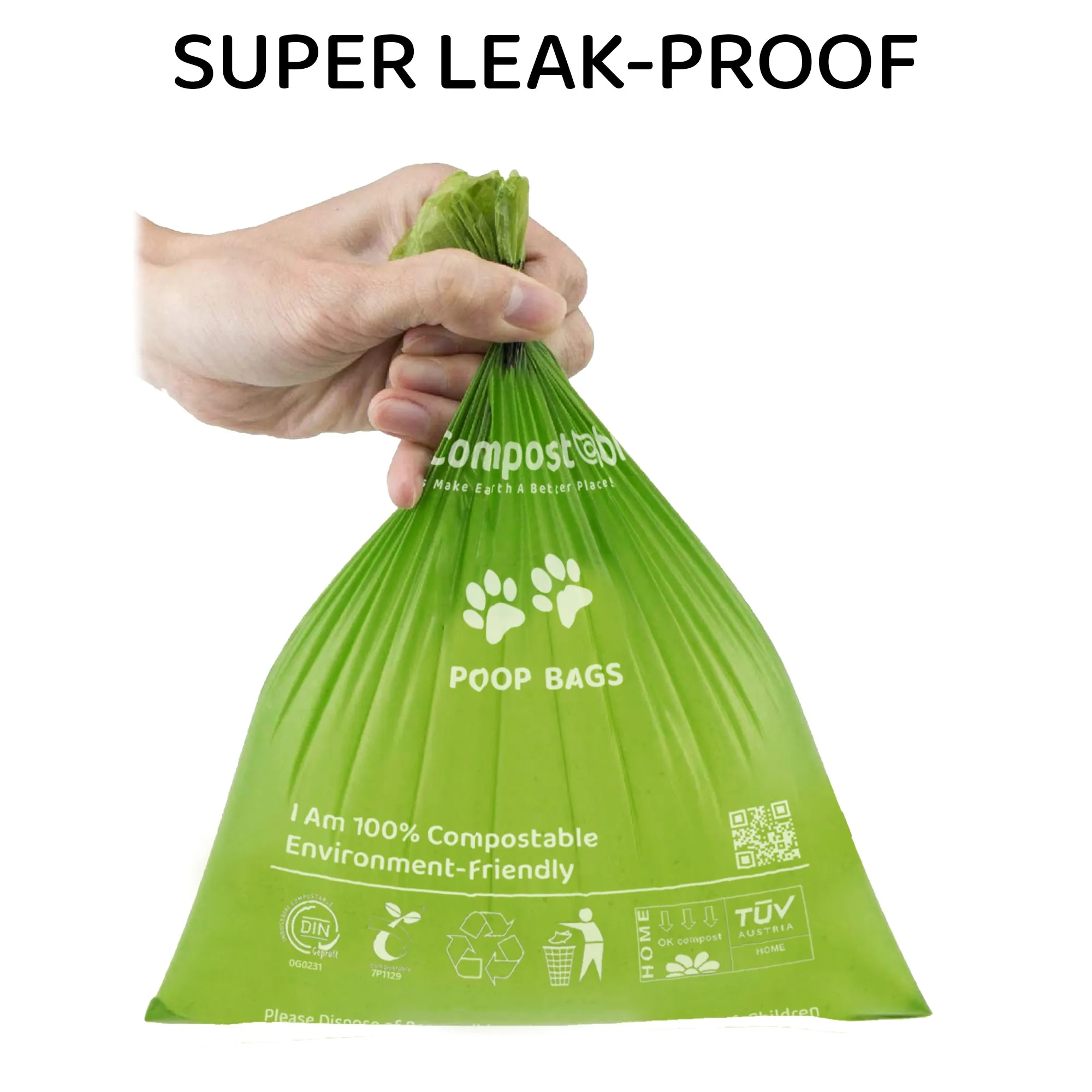 Compostable Poo Bags Environment-Friendly Leak Proof Dog Poop Bags