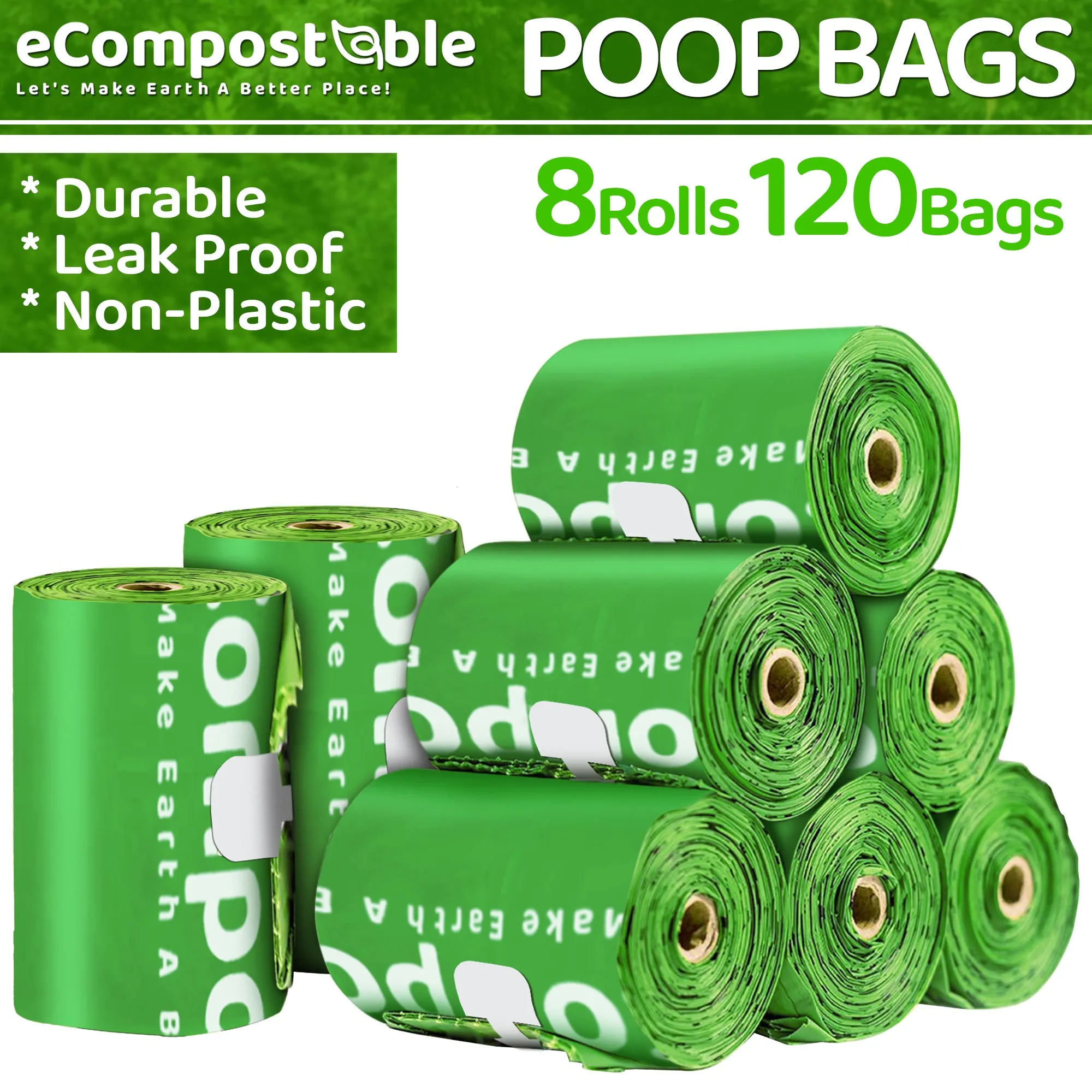 Compostable Poo Bags Environment-Friendly Leak Proof Dog Poop Bags