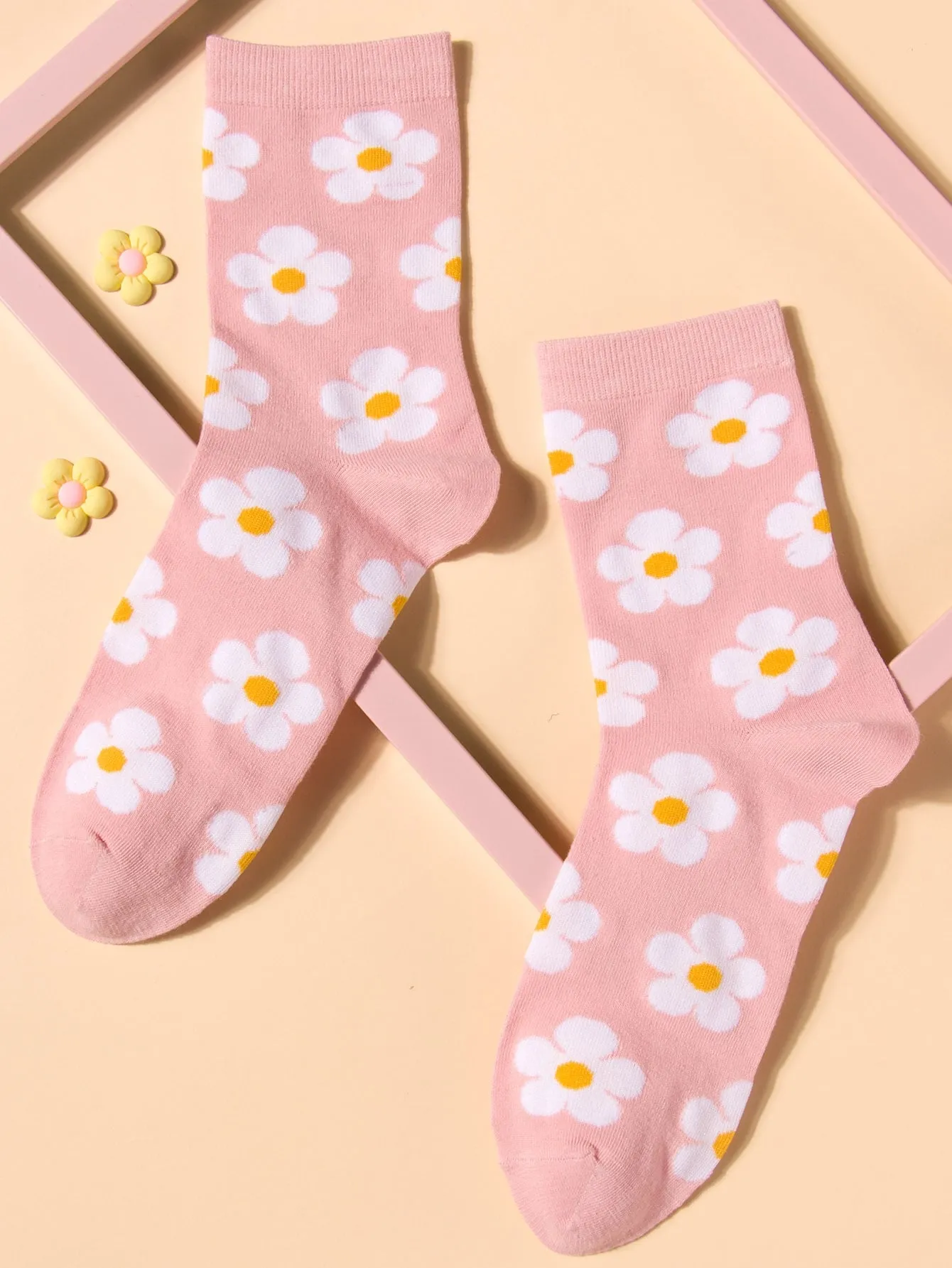 Cute Flower Pink Socks Funny Socks for Women Novelty Socks Funky Socks Gift for