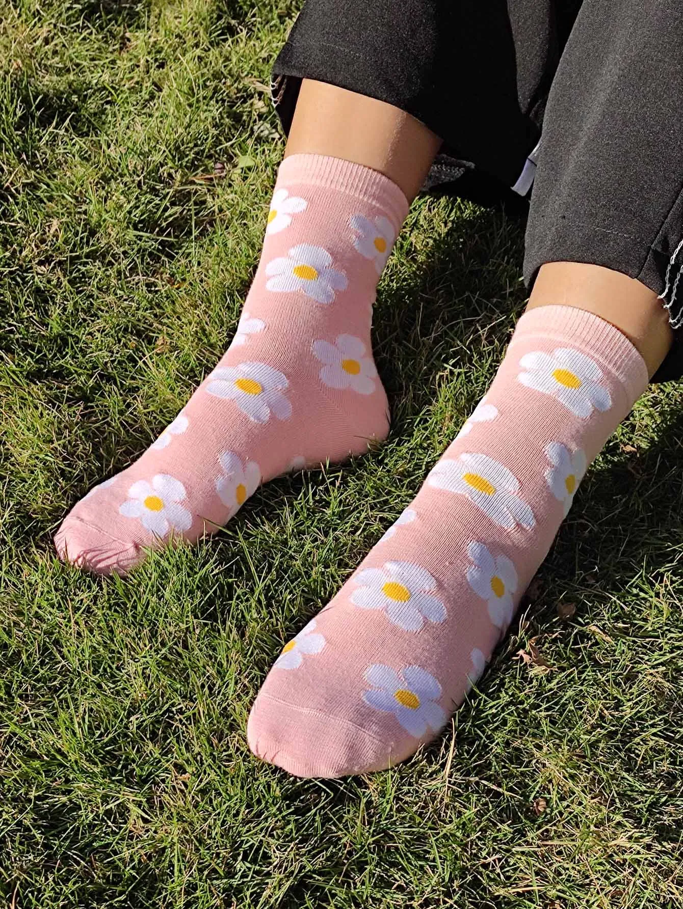 Cute Flower Pink Socks Funny Socks for Women Novelty Socks Funky Socks Gift for