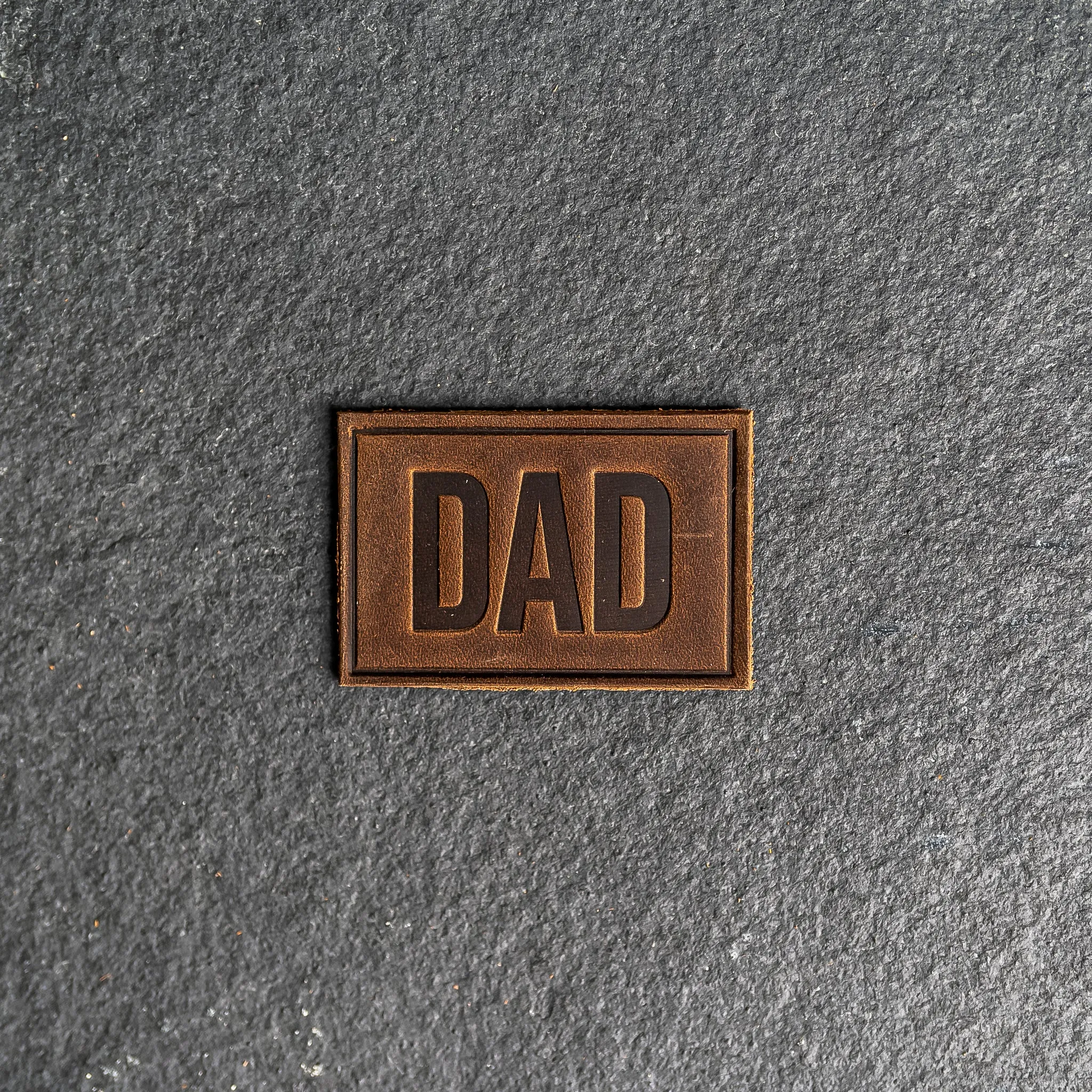 Dad Stamp Leather Patches with optional Velcro added