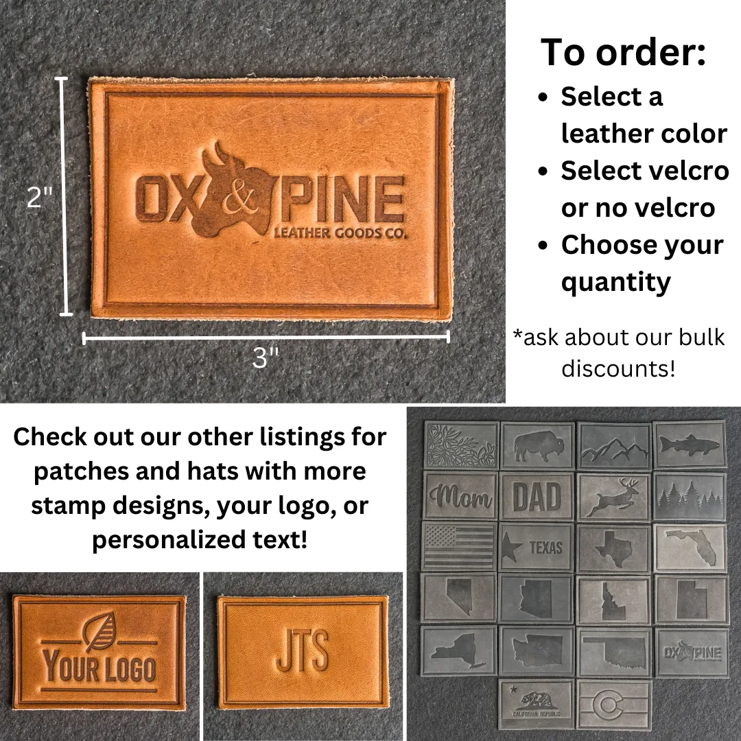 Dad Stamp Leather Patches with optional Velcro added