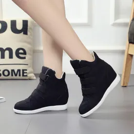 Fashion Women Round Toe Hoof Leather Boots Casual Party Wedges Shoes