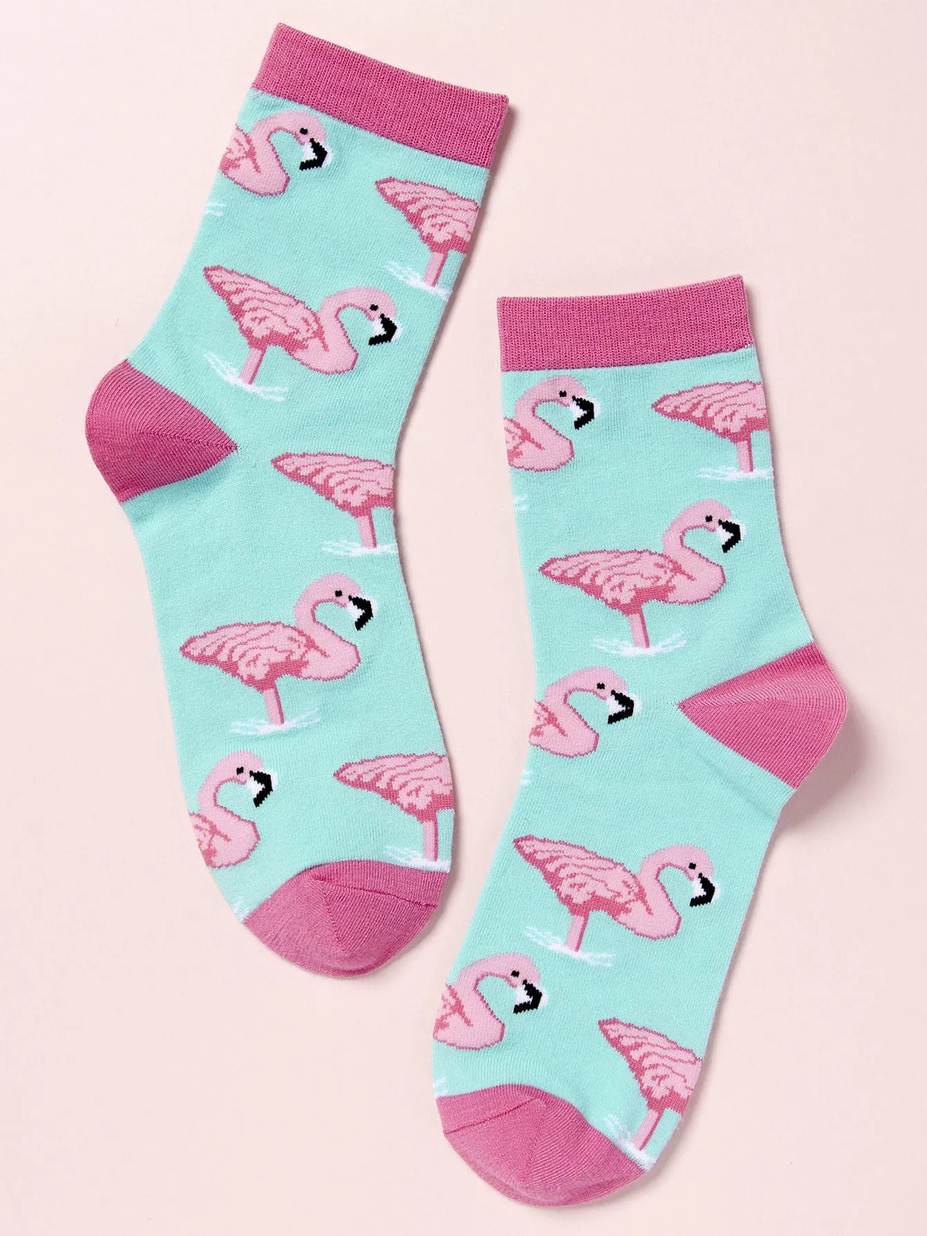 Flamingo Crew Socks for Girls, Bird Socks, Funny Socks for Women, Novelty Socks, Funky Socks, Gift for Her