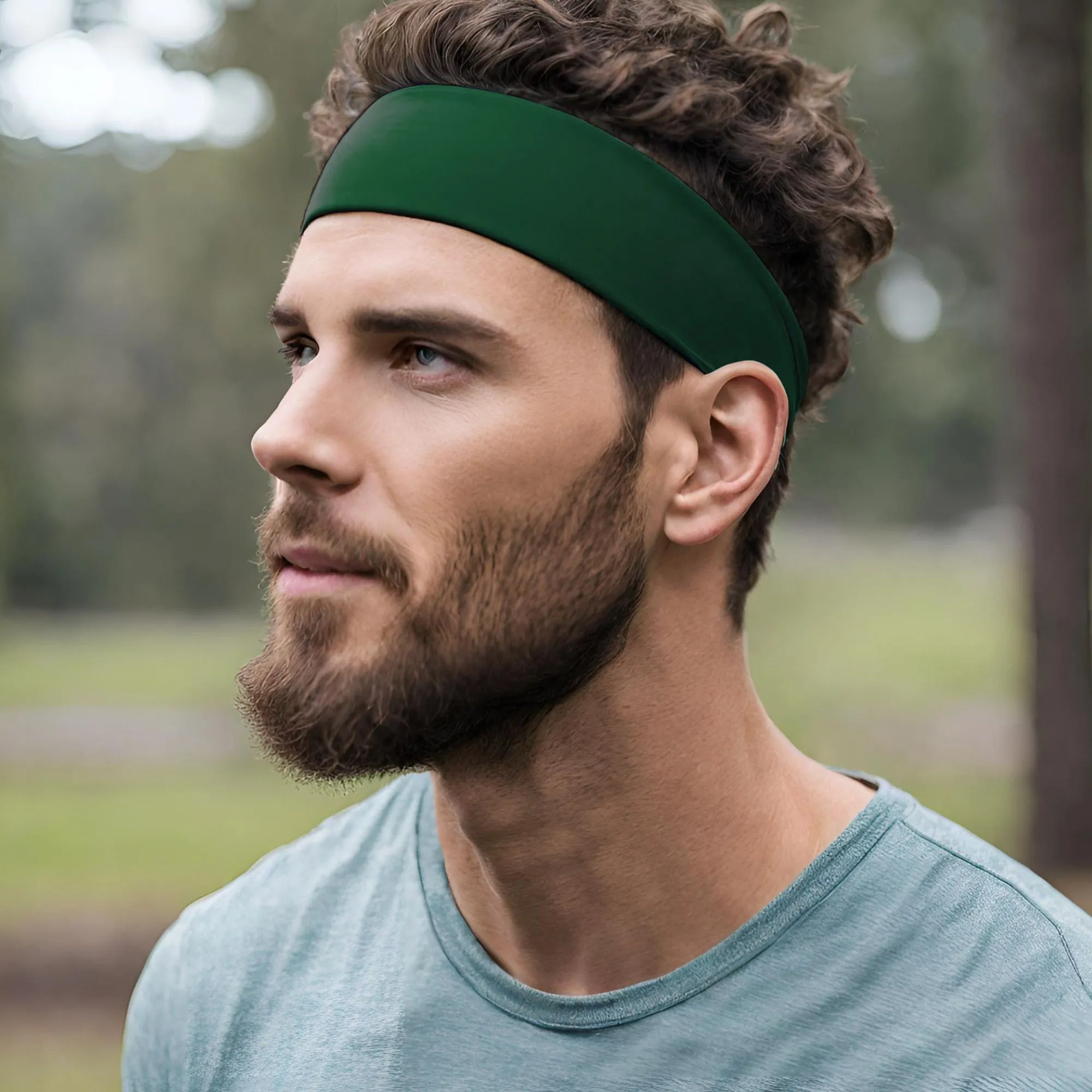 Forest Green Cotton Headbands - 12 Pack