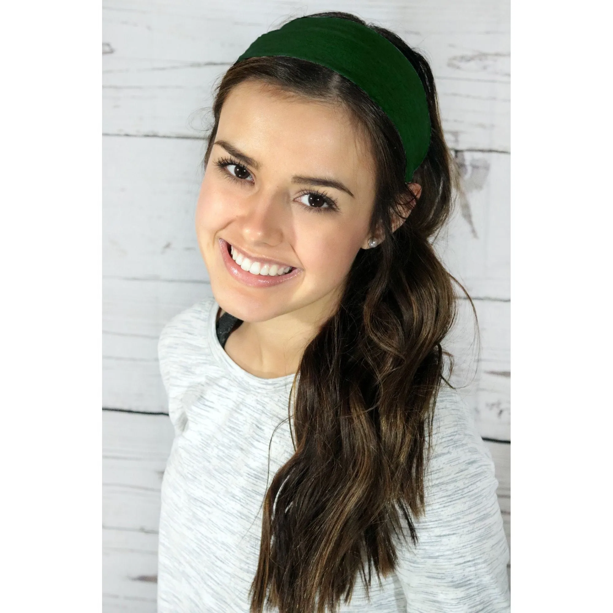 Forest Green Cotton Headbands - 12 Pack