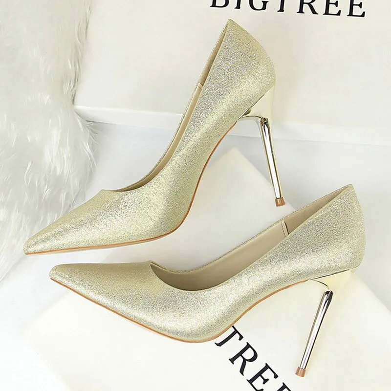 Graduation Gift Toleet Shoes Plus Size 34-43 Woman Pumps Silk Women Heels Shoes Spring Women Shoes Stiletto Wedding Shoes 11 Colour Sexy Heels