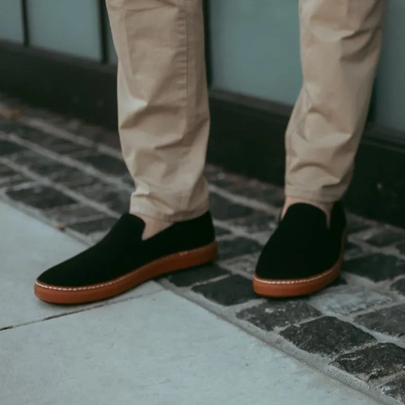 Grounding Slip-On • Black & Cognac Bamboo Knit