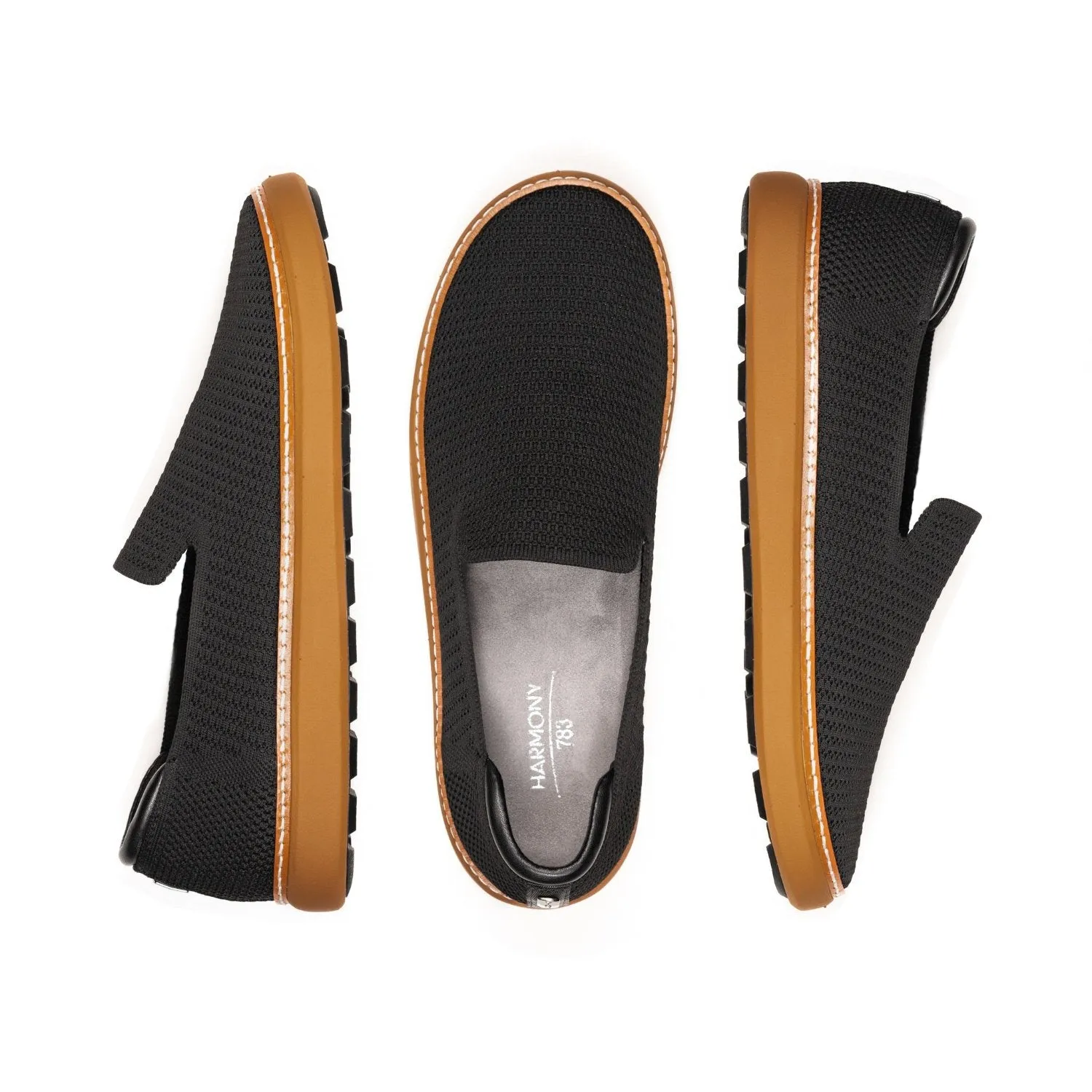 Grounding Slip-On • Black & Cognac Bamboo Knit