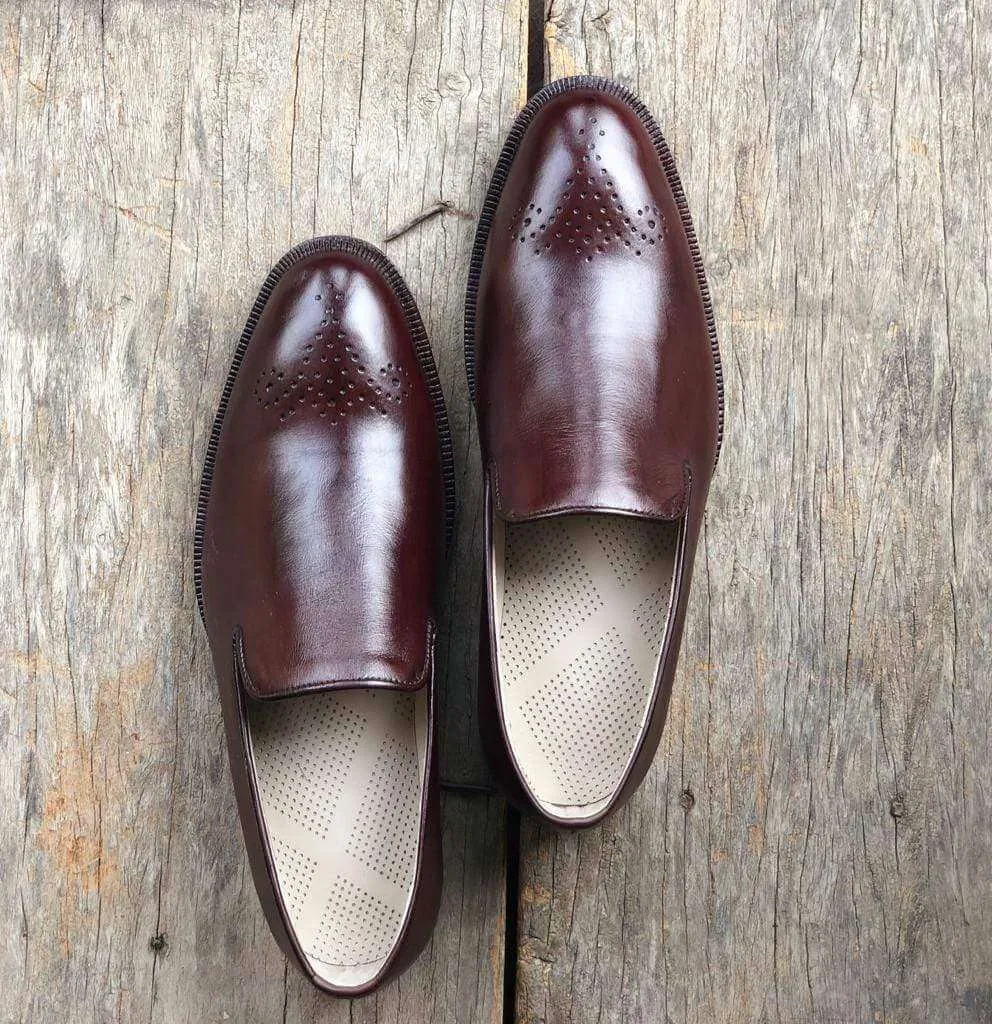 Handmade Men's Leather Loafers Shoes