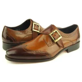 Handmade Wing Tip Monk Strap, Men's Dress Leather Shoes