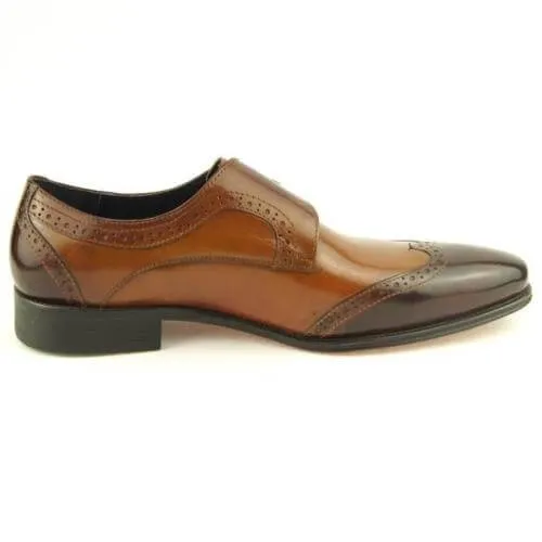 Handmade Wing Tip Monk Strap, Men's Dress Leather Shoes