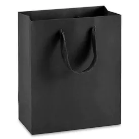 Manhattan Grosgrain Handle Shopping Bags-Black- 6.0 x 3.0 x 6.0