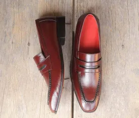 Men's Burgundy leather Slip on shoe