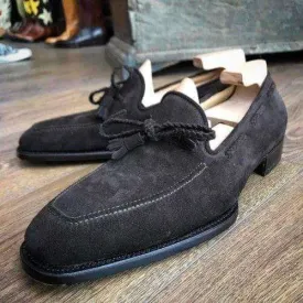 Men's Suede Loafers Shoes, Men's Black Slip On Moccasin Shoes