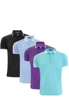 Mens Tip Polo Shirt - 4 Pack