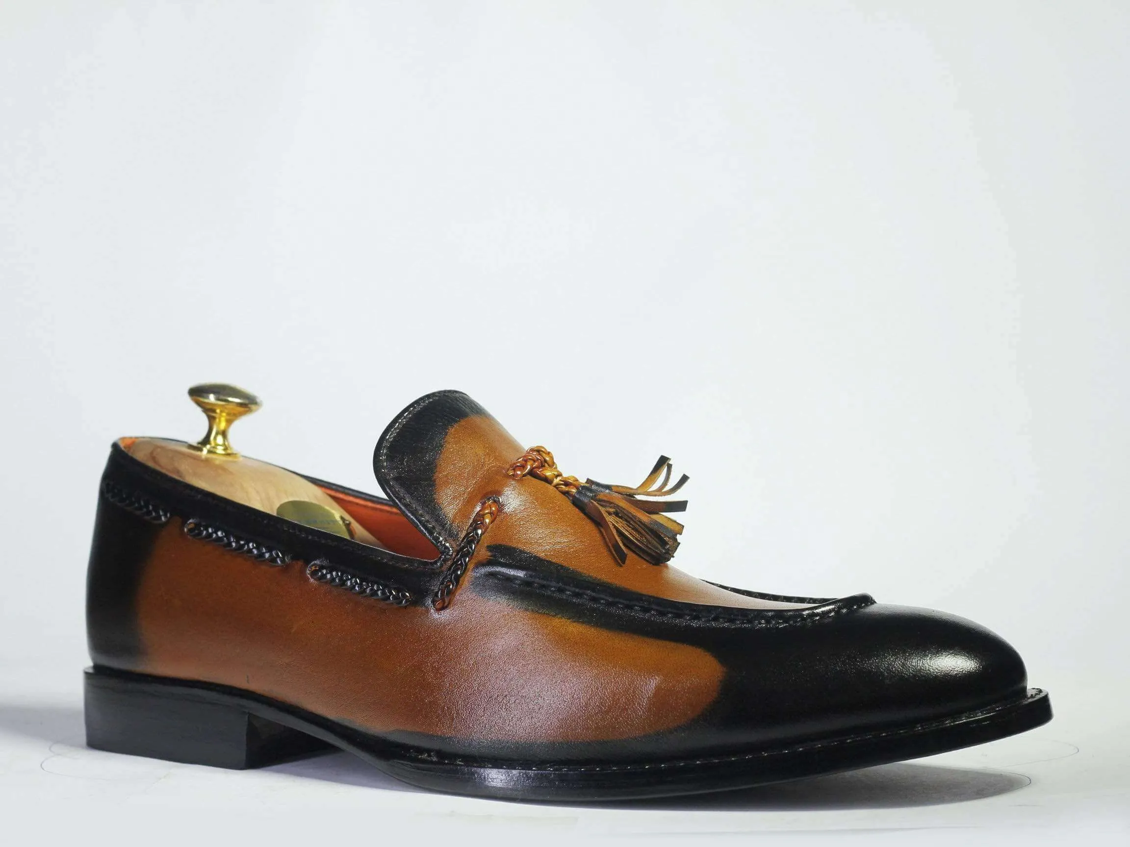 Men's Tone Brown Tussles Leather Loafers