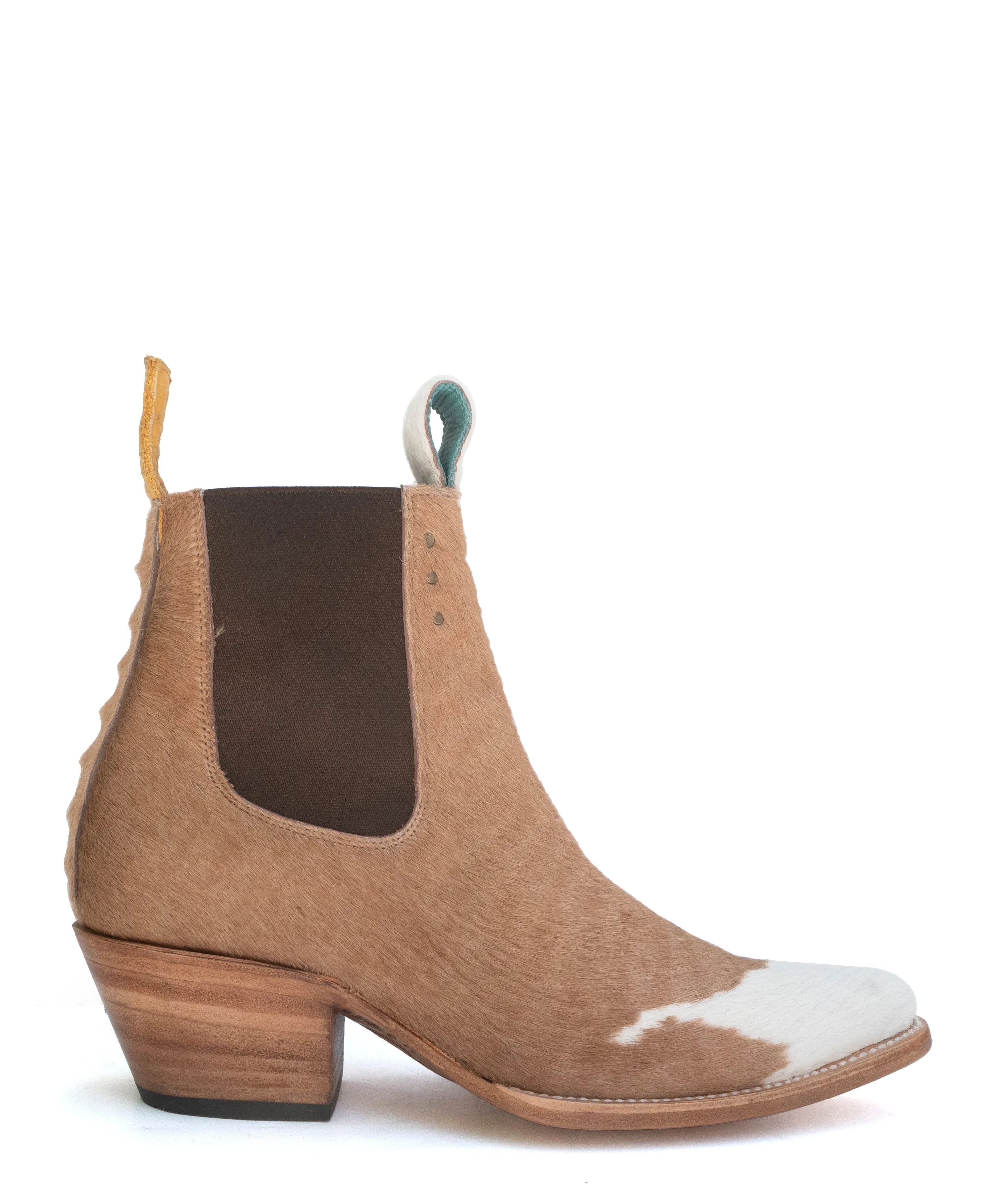 No.1001 FREEWAY chelsea boot Multi Tan   White Fur WOMEN