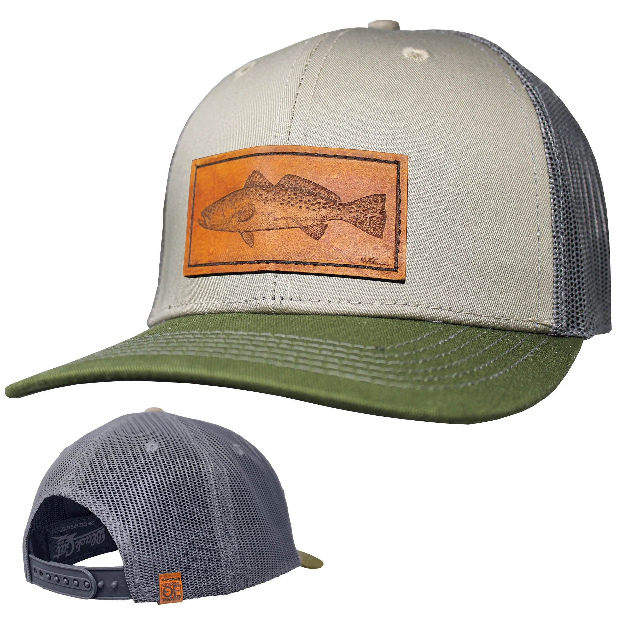 OE - Performance Trucker Hat - Spotted Sea Trout Leather Patch