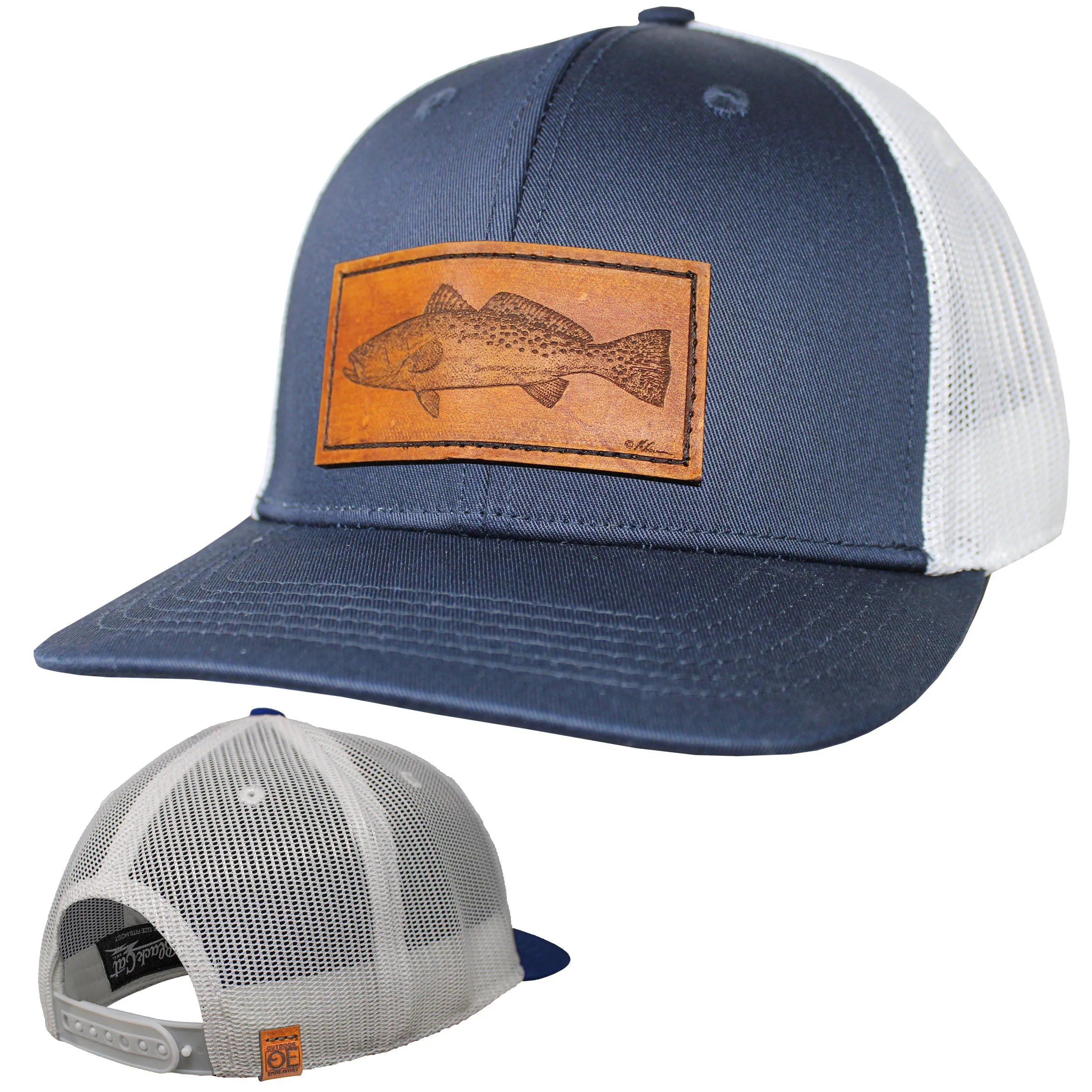 OE - Performance Trucker Hat - Spotted Sea Trout Leather Patch