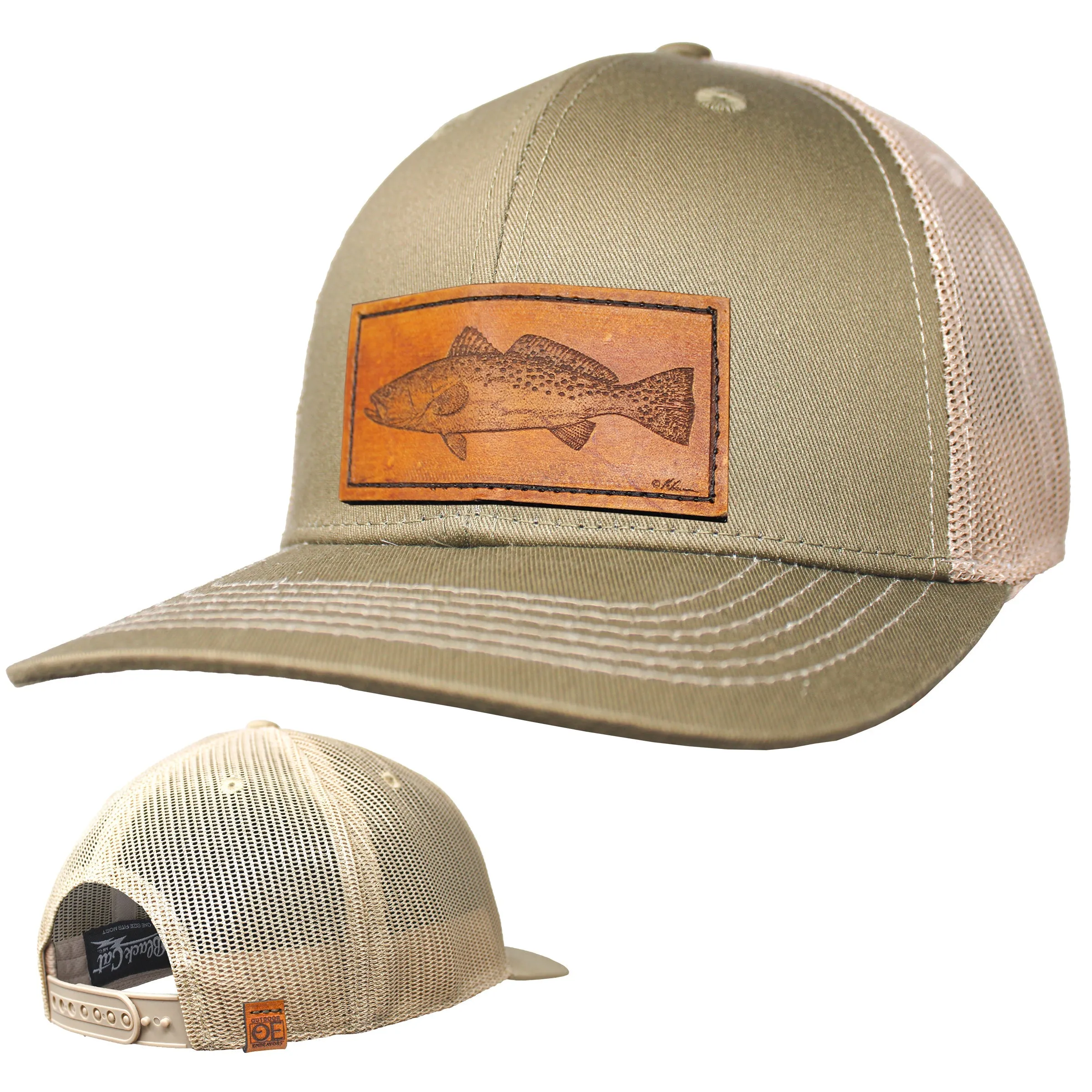 OE - Performance Trucker Hat - Spotted Sea Trout Leather Patch