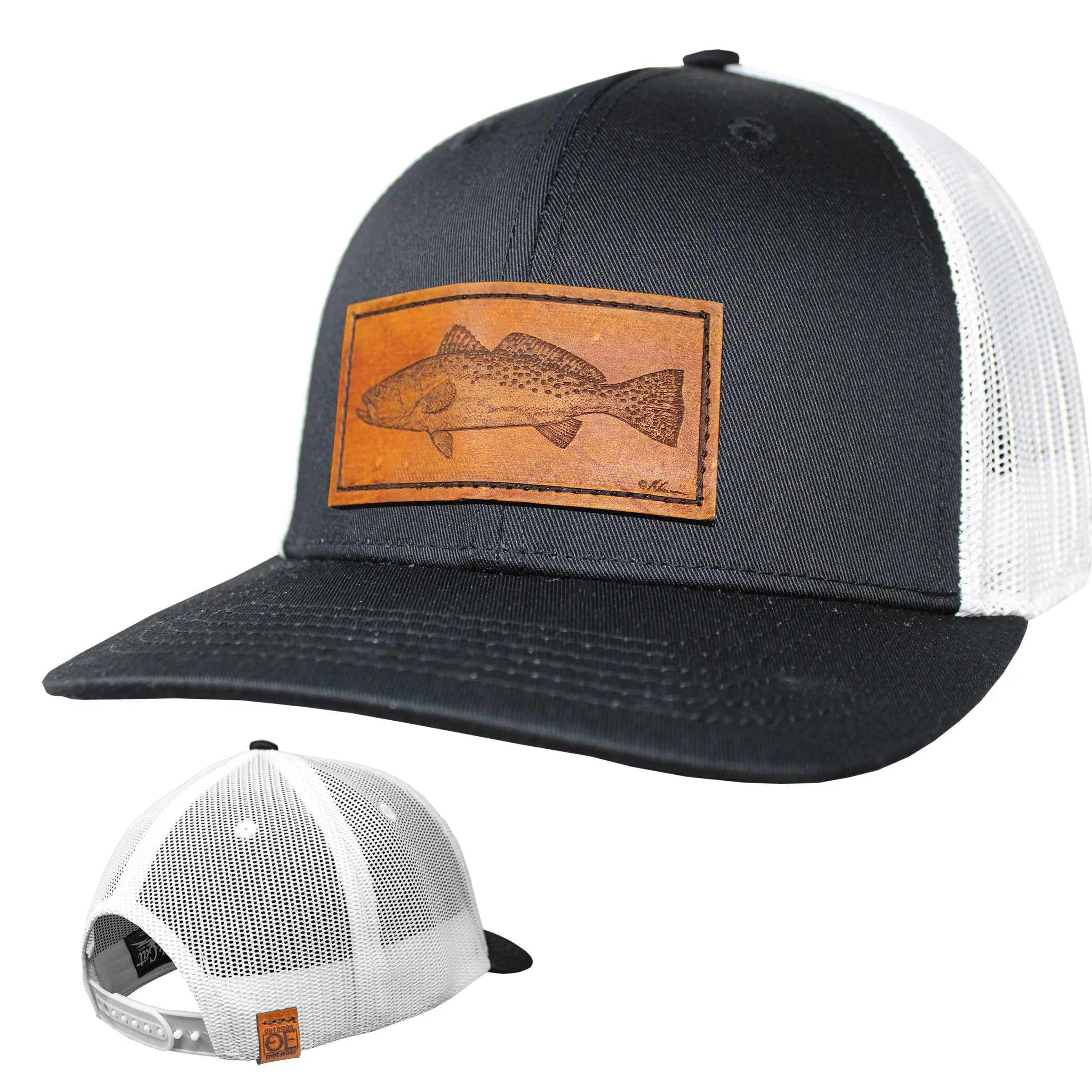 OE - Performance Trucker Hat - Spotted Sea Trout Leather Patch