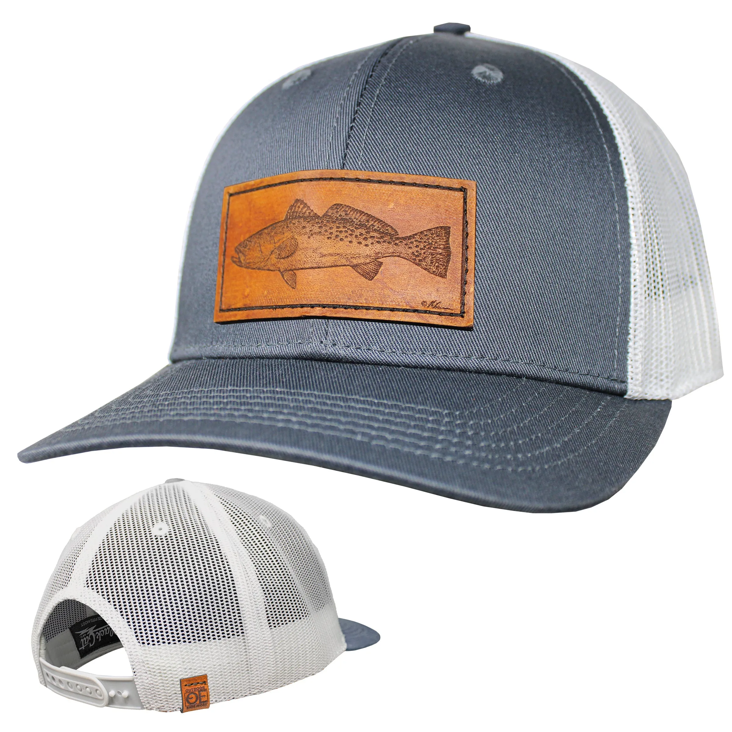 OE - Performance Trucker Hat - Spotted Sea Trout Leather Patch