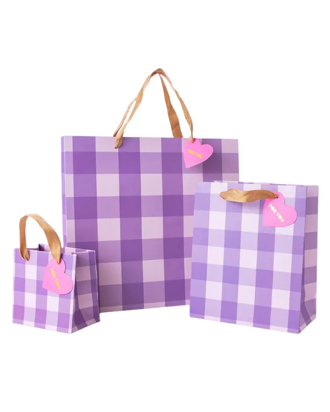 Purple Gingham Gift Bags