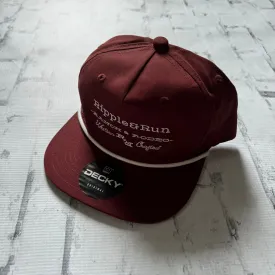 Ripple and Run “Lettering" Hat - Maroon with White Rope