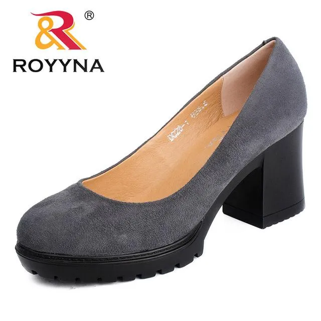 ROYYNA 2017 New Fashion Style Women Pumps Shallow Ladies Platform Shoes Round Toe Square Heels Women Wedding Shoes Wholesales