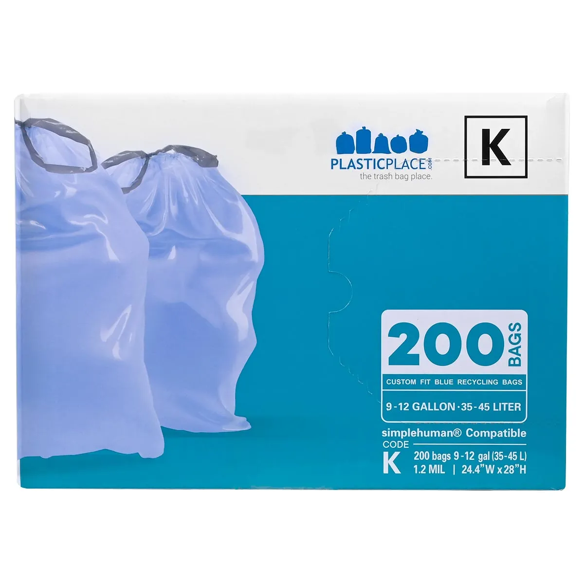 Sample of - 10 Gallon Simplehuman®* Compatible Blue Trash Bags Code K