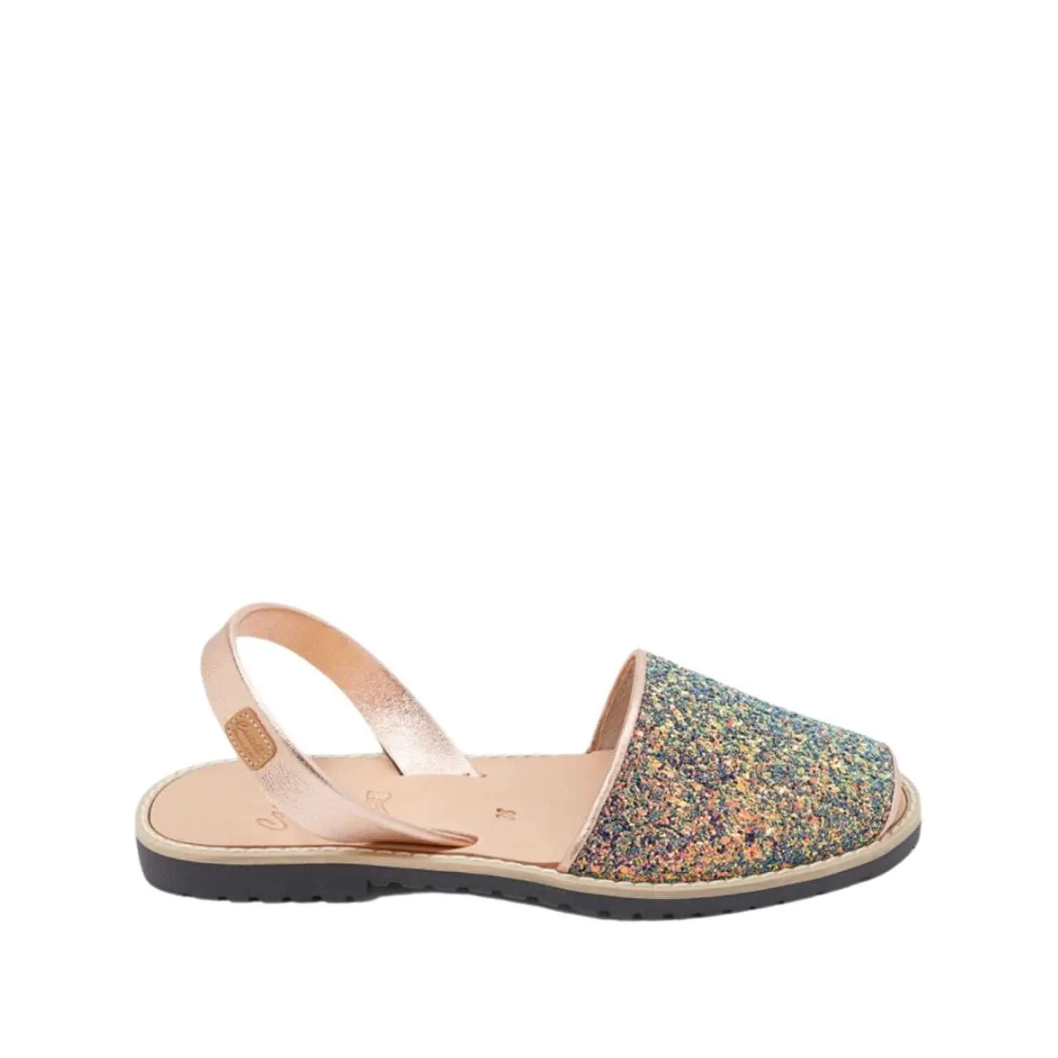 Shimmering Glitter Leather Menorcan Sandal For Women - Madona 1056R Strech