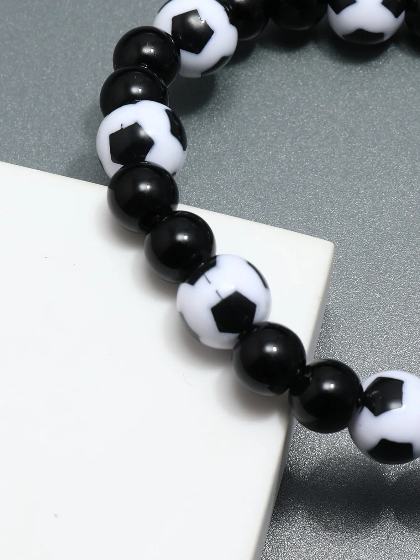 Soccer Beaded Bracelet for Women Men Stretchy Stackable Bracelets Soccer Fan